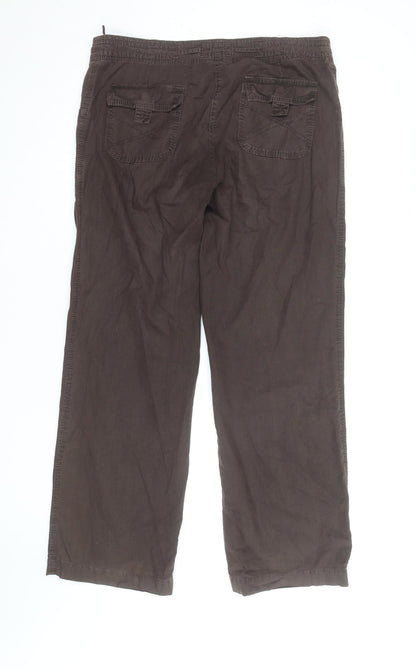 Watery Casual Women’s Brown Cargo Trousers Size 16 Cotton Straight Leg