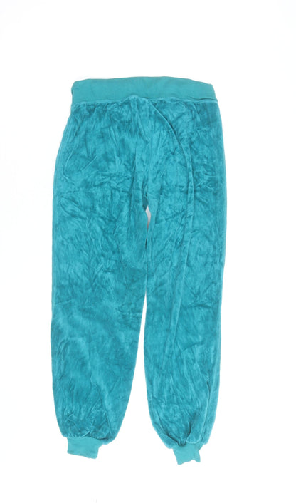 Denim Co Womens Green Velour Jogger Trousers Size S