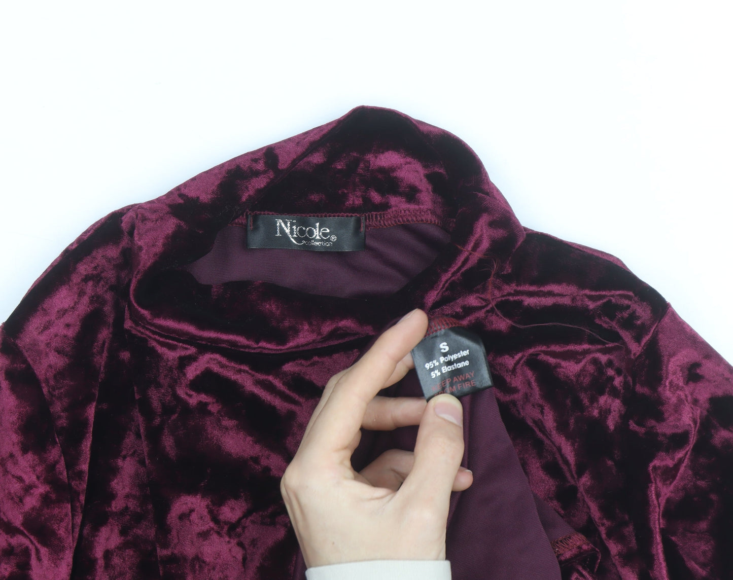 Nicole Collection Women’s Purple Velvet Roll Neck Shift Dress S