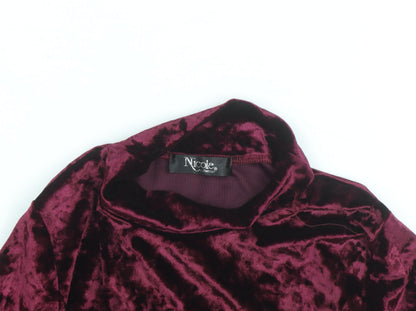 Nicole Collection Women’s Purple Velvet Roll Neck Shift Dress S