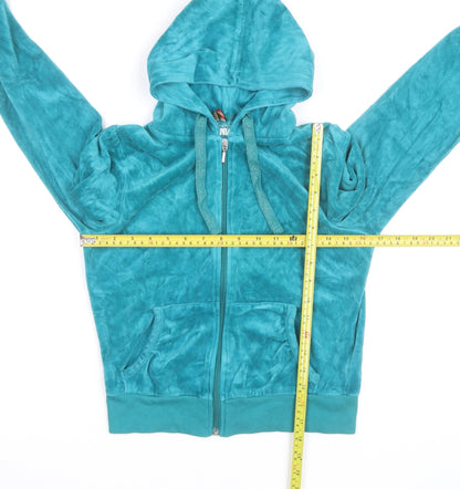 Denim Co Women Teal Velour Full Zip Hoodie Size 12 UK