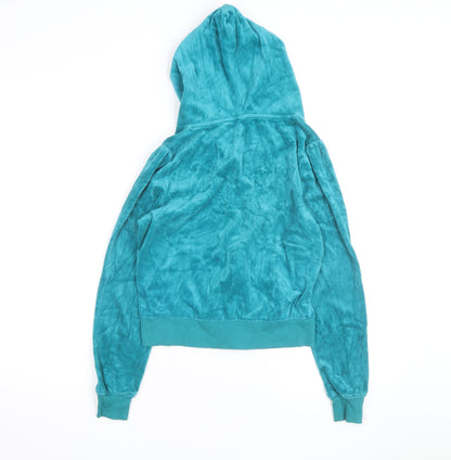 Denim Co Women Teal Velour Full Zip Hoodie Size 12 UK