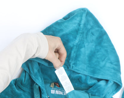 Denim Co Women Teal Velour Full Zip Hoodie Size 12 UK