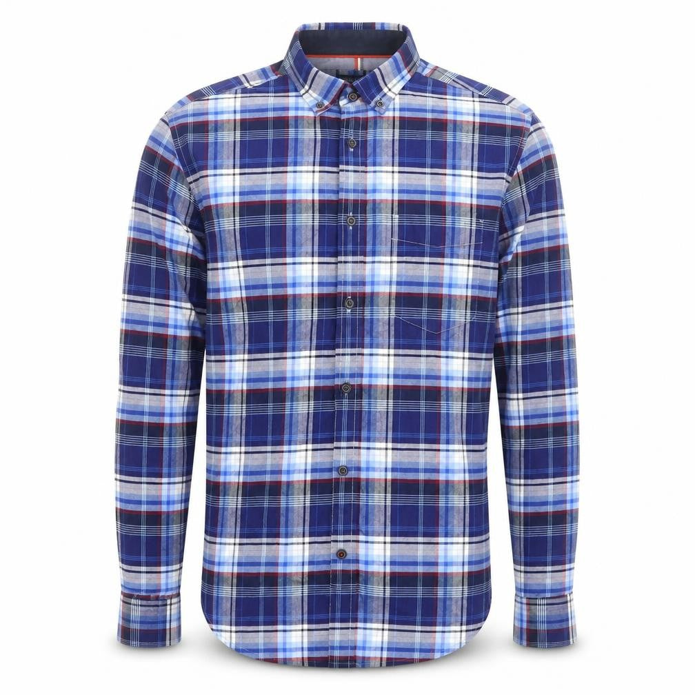 Marks & Spencer Blue Harbour Men's Blue Plaid Button-Up Shirt S