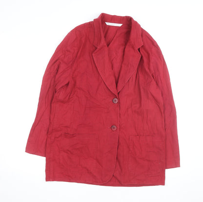 Marks and Spencer Womens Red Linen Cotton Blazer Size 14