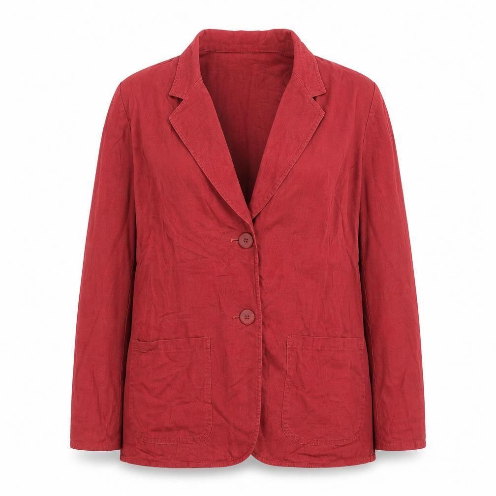 Marks & Spencer Womens Red Linen Cotton Blazer Size 14
