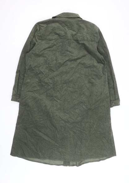 Joules Women Green Corduroy Shirt Dress Size 12 Long Sleeve Casual