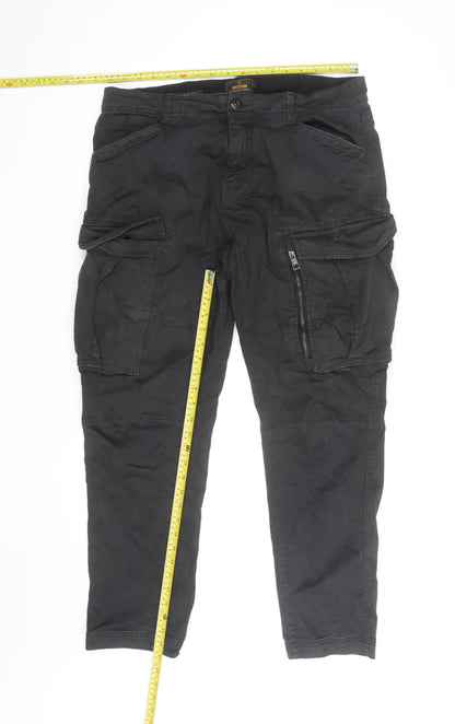 NEXT Men's Black 36 in Cargo Trousers Slim Fit Cotton