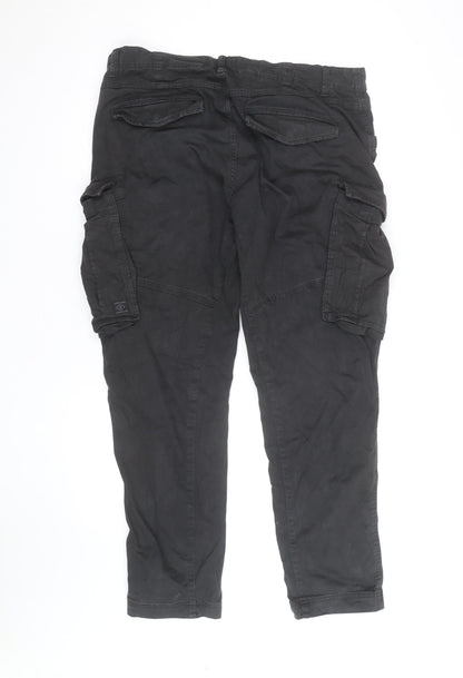 NEXT Men's Black 36 in Cargo Trousers Slim Fit Cotton
