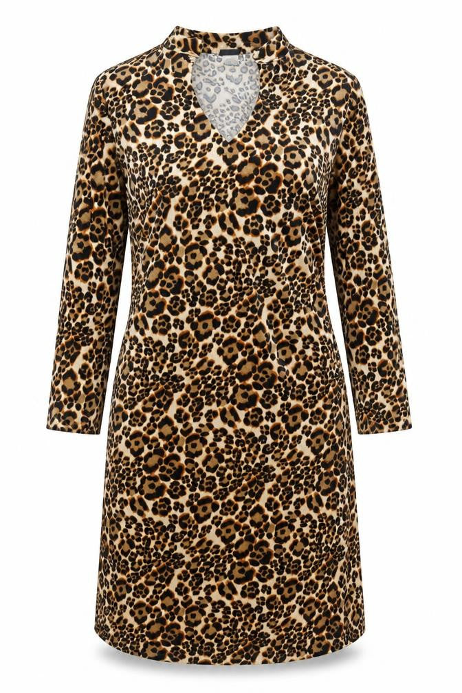 SasJee Women’s Brown Leopard Print Velvet Wrap Dress M