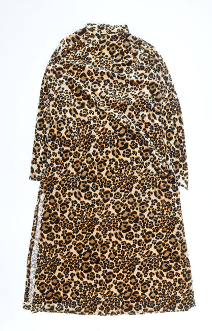 SasJee Women’s Brown Leopard Print Velvet Wrap Dress M