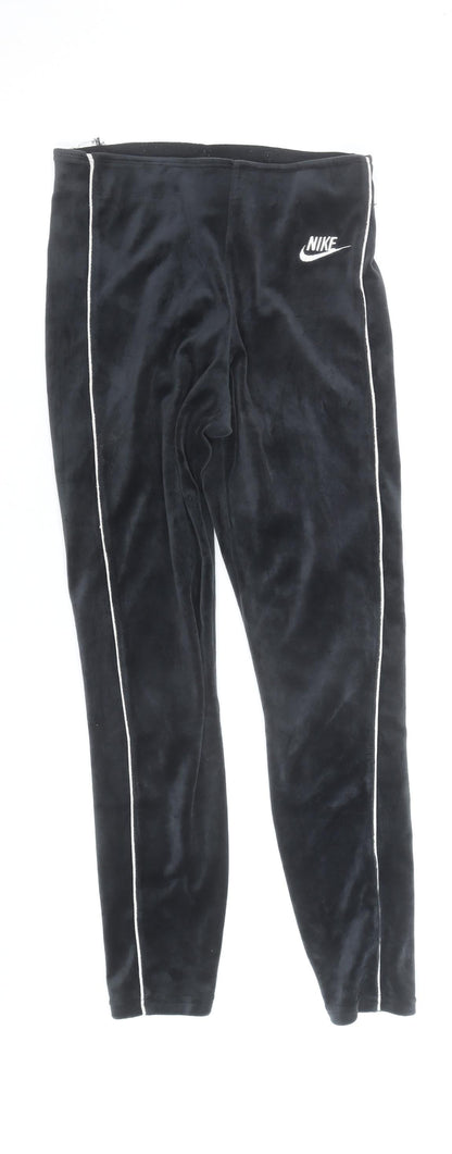Nike Womens Black Velour Side Stripe Leggings S