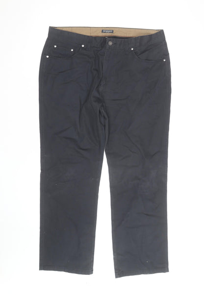 Boston Crew Men's Black Chino Trousers 36W 29S Regular Fit Cotton