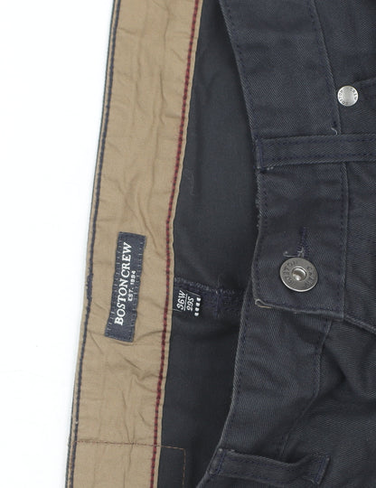 Boston Crew Men's Black Chino Trousers 36W 29S Regular Fit Cotton