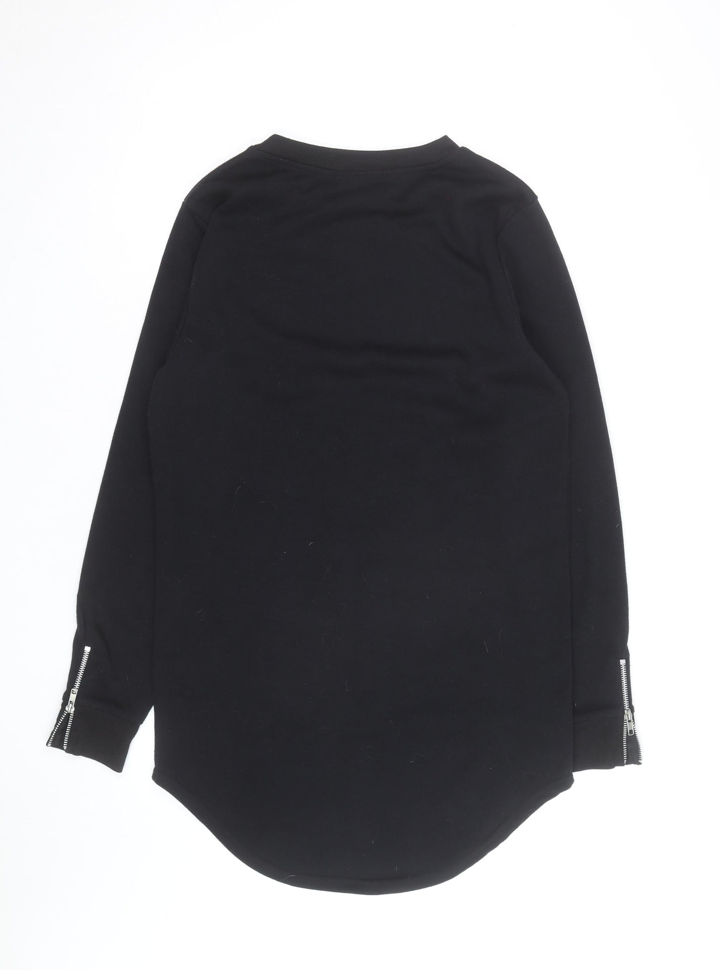 Draven Men's Black Crew Neck Pullover Sweatshirt Medium Zip Detail
