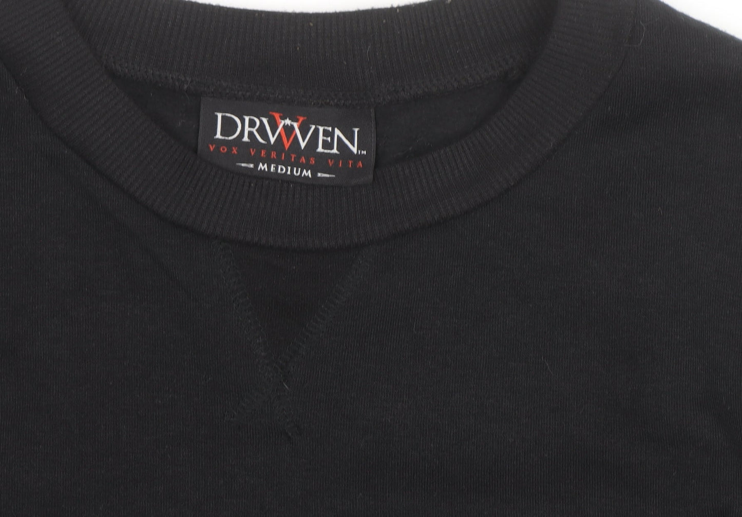 Draven Men's Black Crew Neck Pullover Sweatshirt Medium Zip Detail