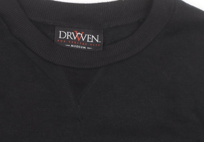 Draven Men's Black Crew Neck Pullover Sweatshirt Medium Zip Detail