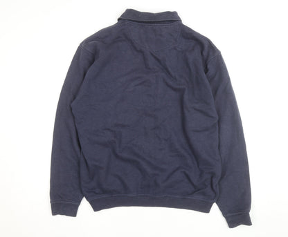 EWM Men's Navy Cotton Acrylic Long Sleeve Henley Jumper M