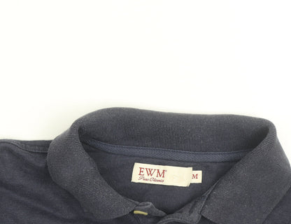 EWM Men's Navy Cotton Acrylic Long Sleeve Henley Jumper M