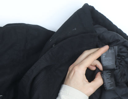 H&M Women’s Black Parka Coat Size 12 Hooded Faux Fur Trim Winter Jacket