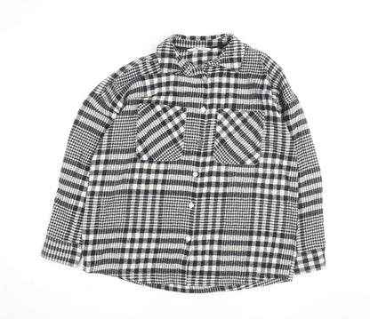 Tu Women Black Check Flannel Shacket Size 8 Button Front