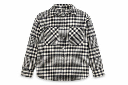 Tu Women Black Check Flannel Shacket Size 8 Button Front