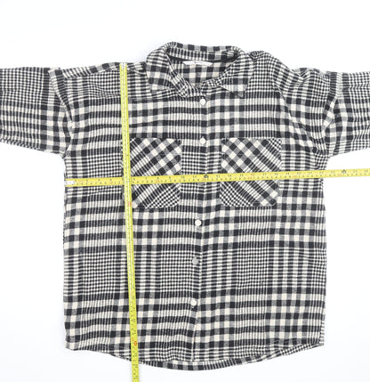 Tu Women Black Check Flannel Shacket Size 8 Button Front