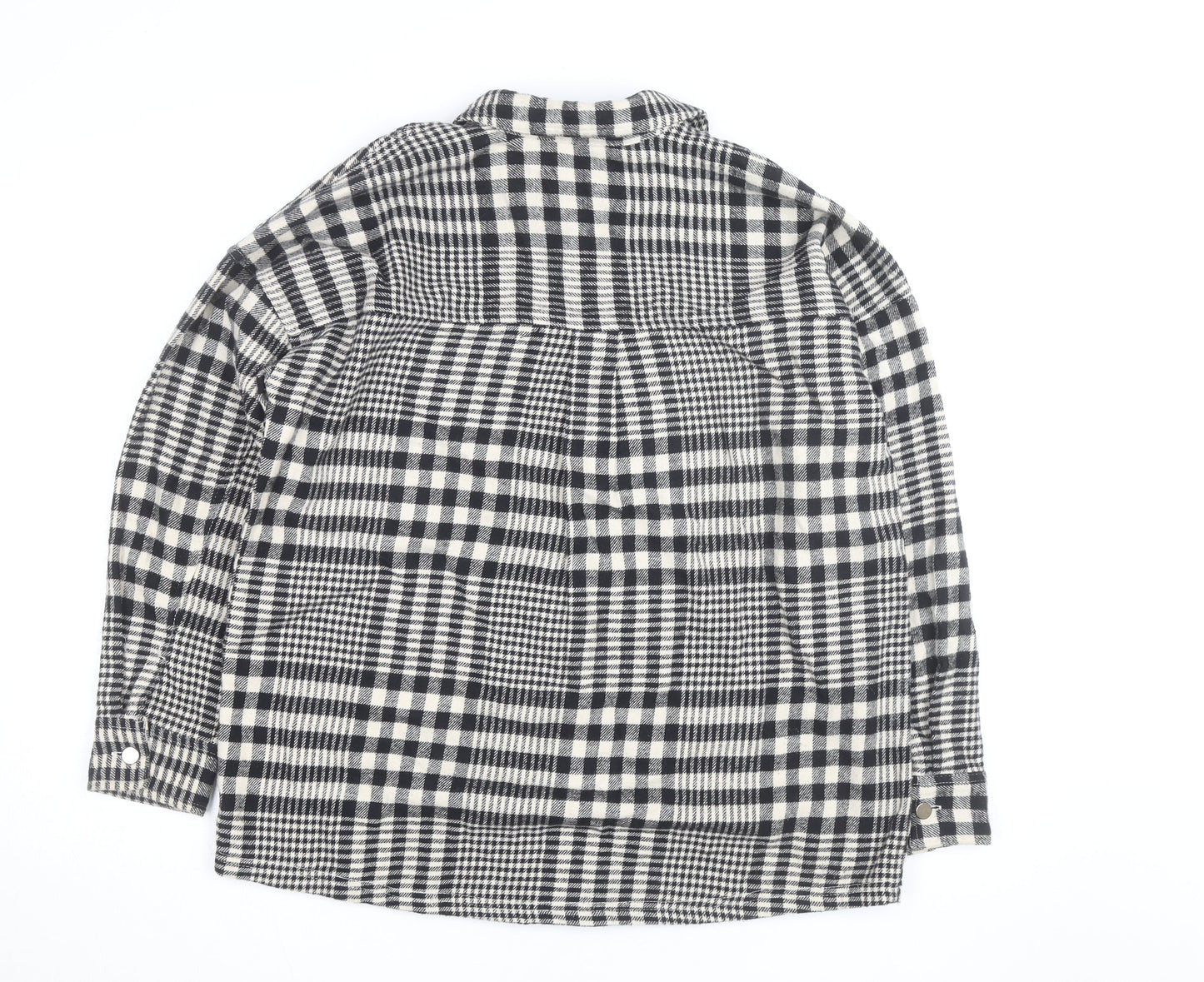 Tu Women Black Check Flannel Shacket Size 8 Button Front
