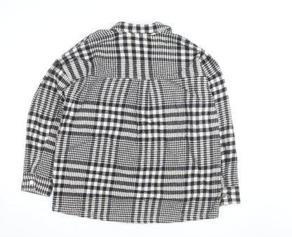 Tu Women Black Check Flannel Shacket Size 8 Button Front