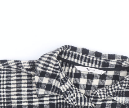 Tu Women Black Check Flannel Shacket Size 8 Button Front