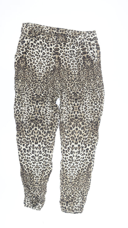 River Island Women's Brown Animal Print Tapered Trousers Size 16