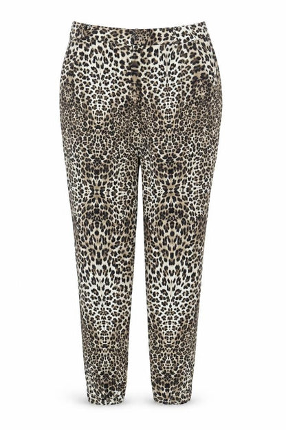 River Island Women's Brown Animal Print Tapered Trousers Size 16