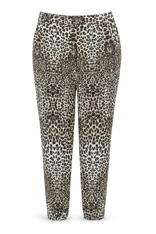 River Island Women's Brown Animal Print Tapered Trousers Size 16