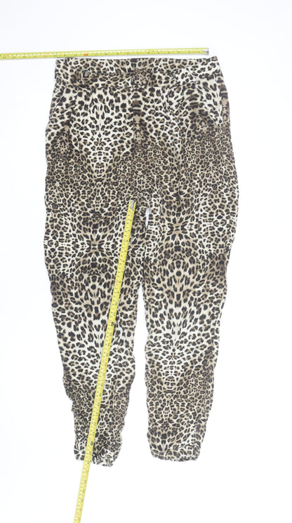 River Island Women's Brown Animal Print Tapered Trousers Size 16