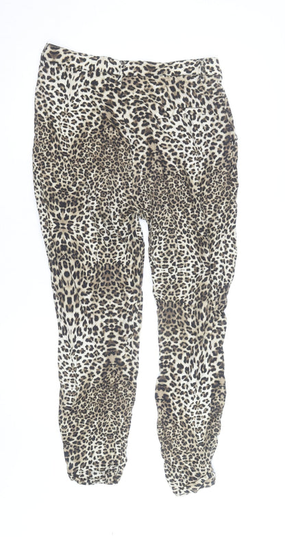 River Island Women's Brown Animal Print Tapered Trousers Size 16