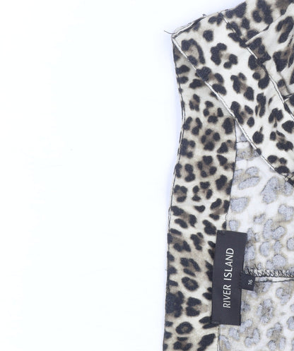 River Island Women's Brown Animal Print Tapered Trousers Size 16