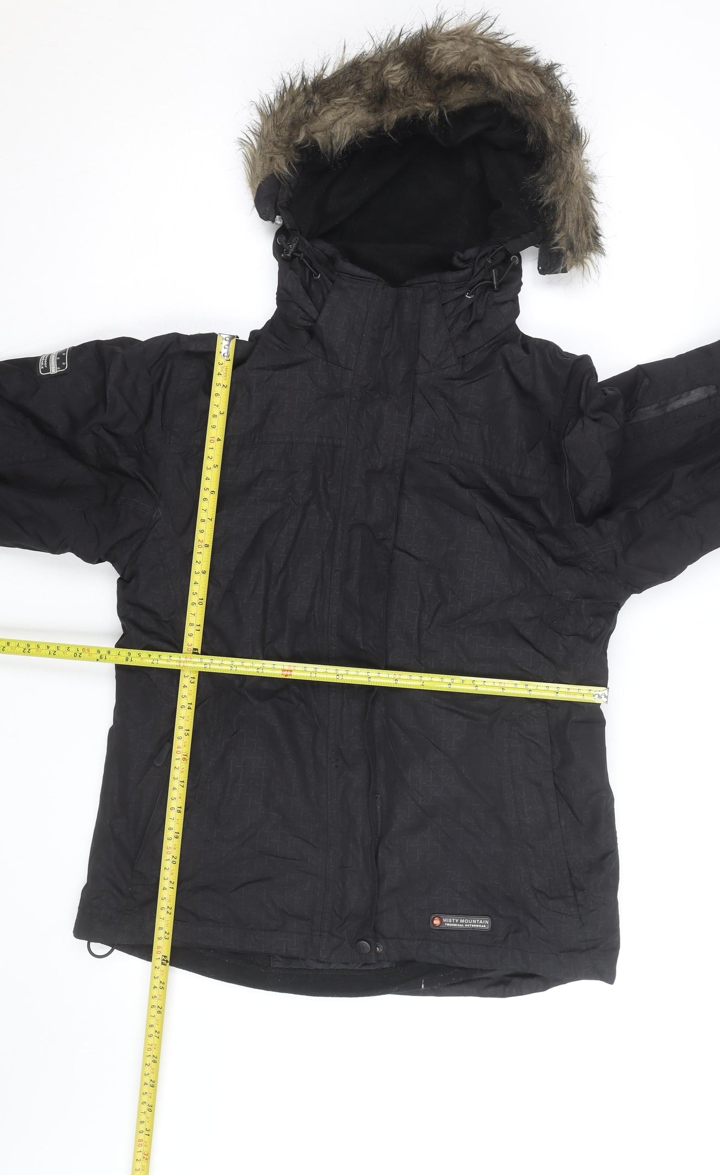 Misty Mountain Womens Black Hooded Parka Jacket Size M Waterproof Winter Coat