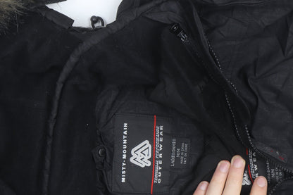 Misty Mountain Womens Black Hooded Parka Jacket Size M Waterproof Winter Coat