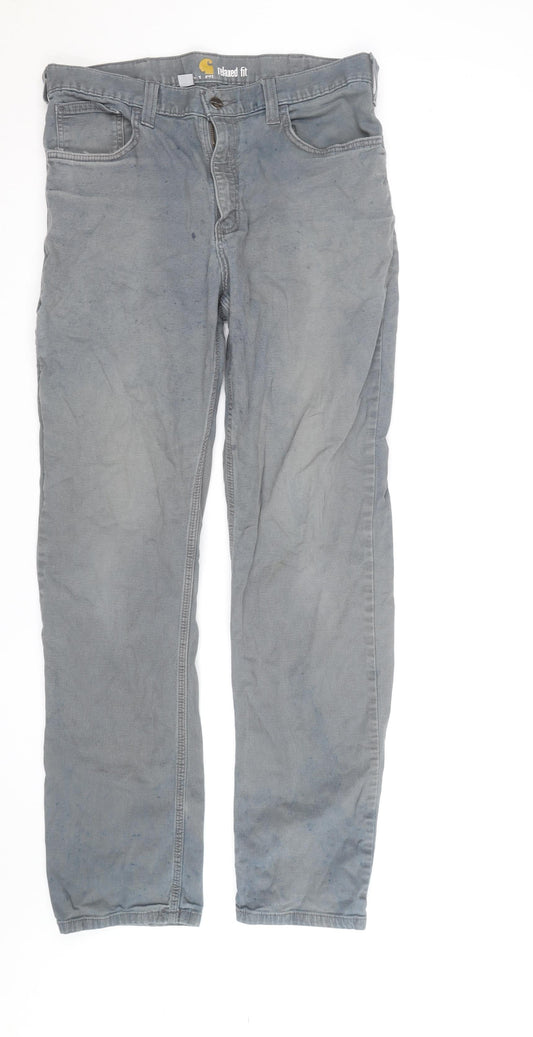 Carhartt Men's Grey Relaxed Fit Straight Leg Jeans Size 33x34