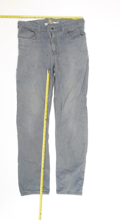 Carhartt Men's Grey Relaxed Fit Straight Leg Jeans Size 33x34