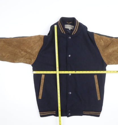 RETREAT Men's Blue Wool Leather Varsity Jacket Size S