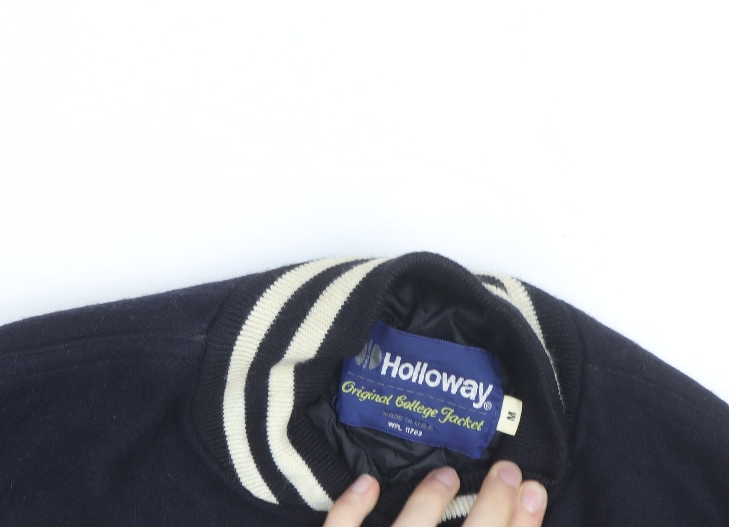 Holloway Men’s Blue Wool Varsity College Jacket Size M Retro USA