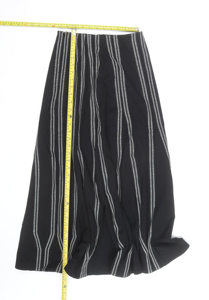 Jaeger Women’s Black A-Line Long Skirt Size 8 Striped Cotton Blend