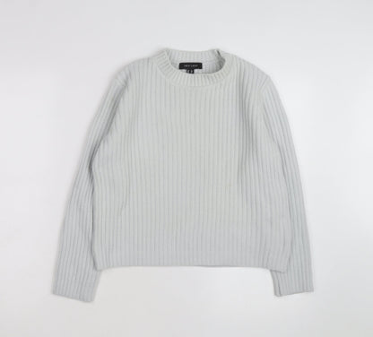 New Look Women's Grey Rib-Knit Pullover Jumper Size 10
