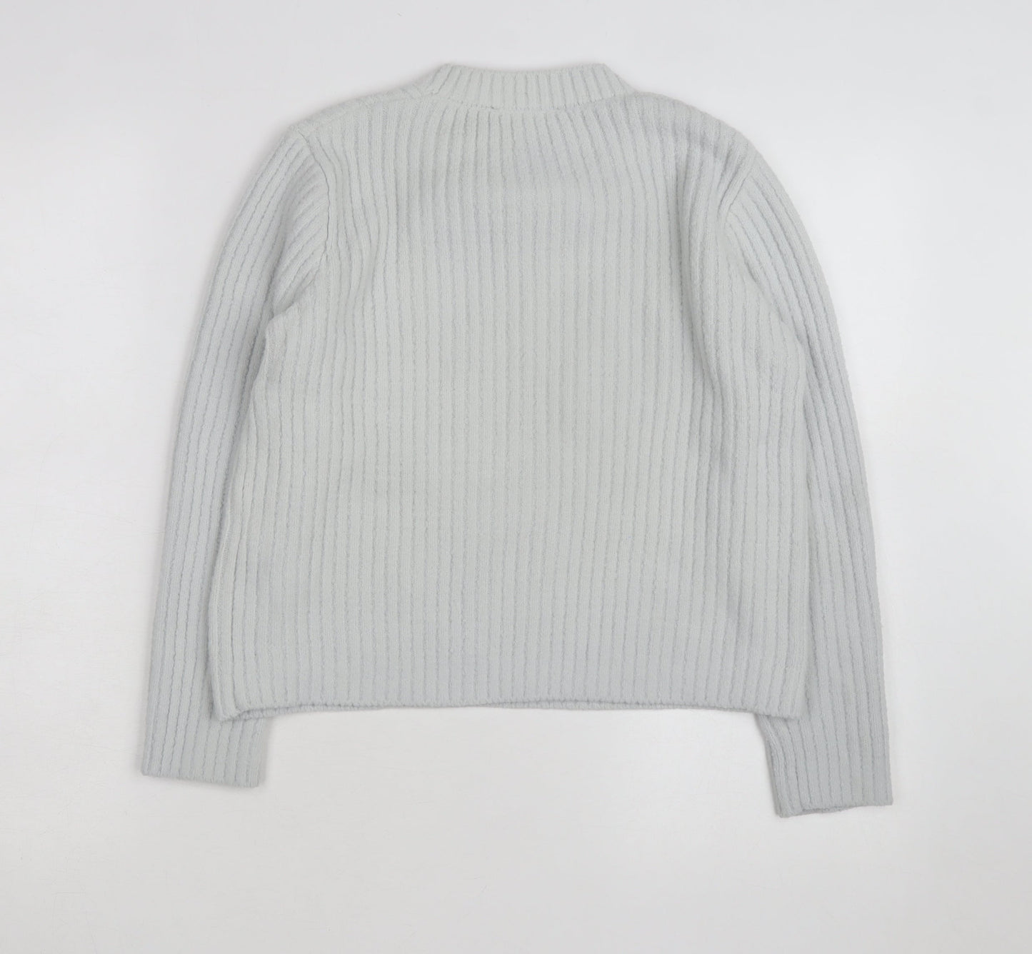 New Look Women's Grey Rib-Knit Pullover Jumper Size 10