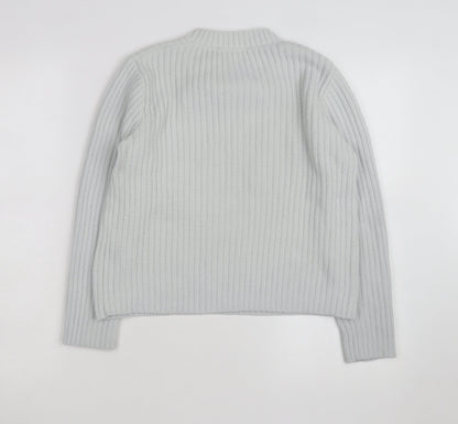 New Look Women's Grey Rib-Knit Pullover Jumper Size 10