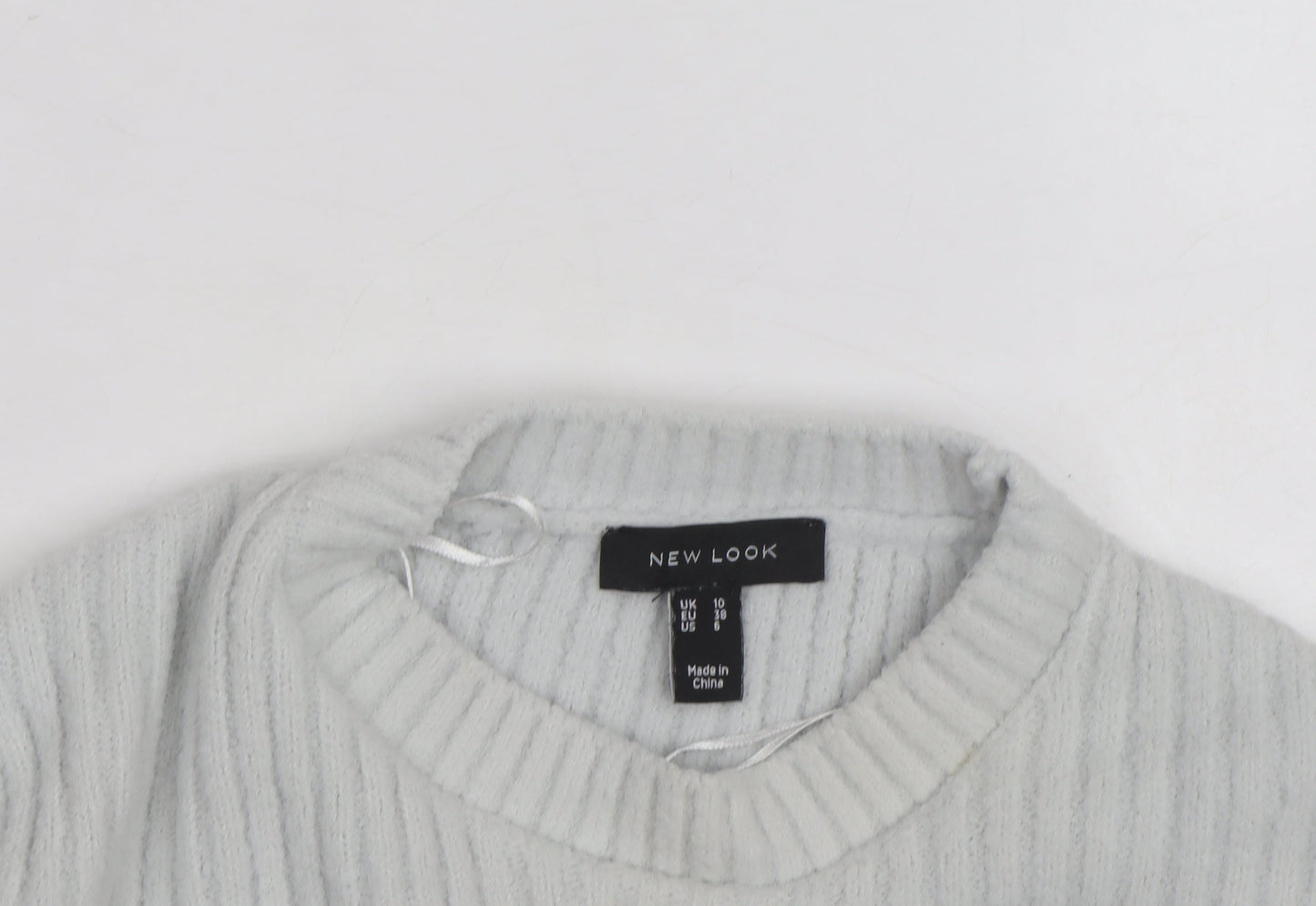 New Look Women's Grey Rib-Knit Pullover Jumper Size 10
