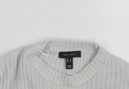 New Look Women's Grey Rib-Knit Pullover Jumper Size 10