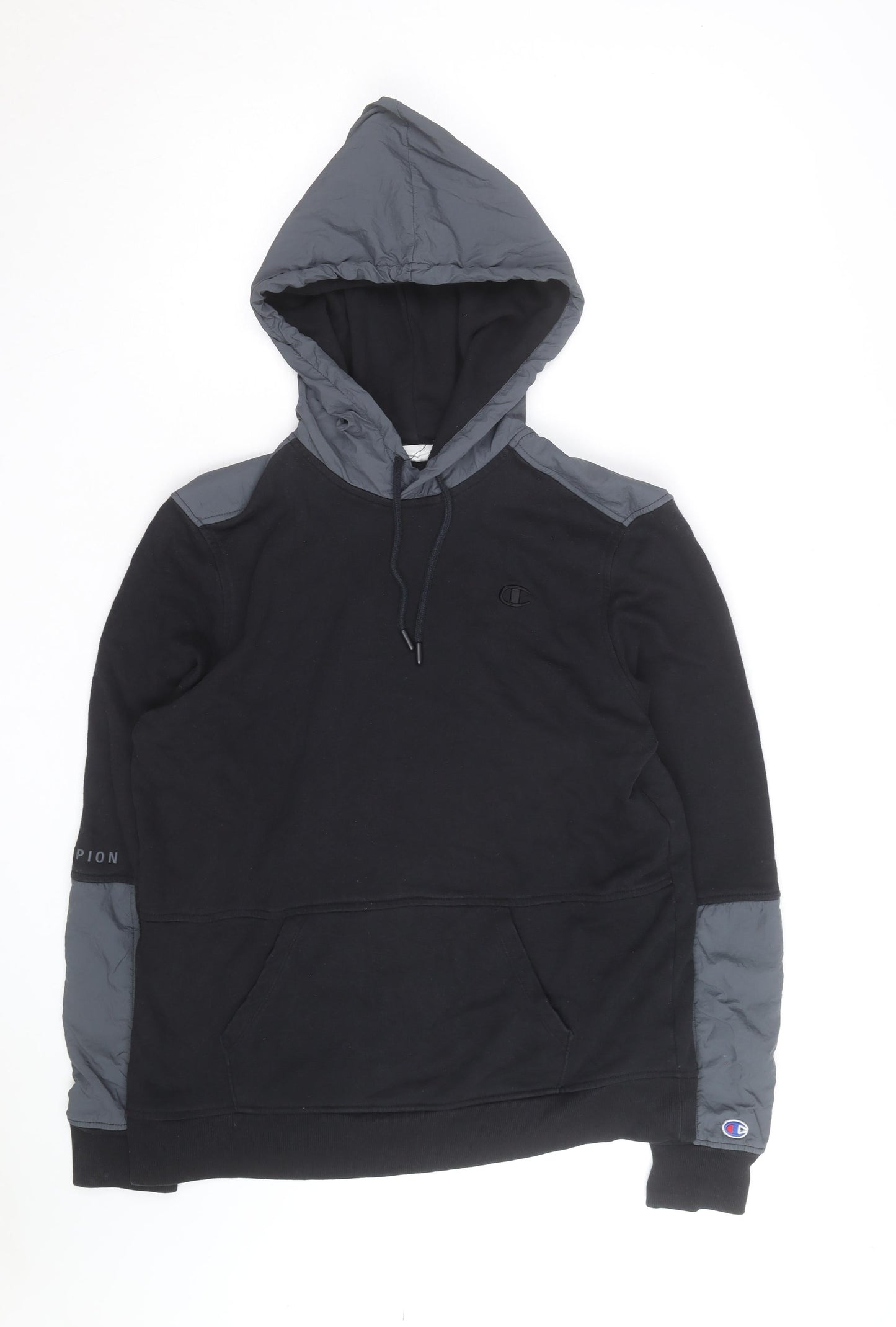 Champion Men’s Black Pullover Hoodie L Fleece Hooded Sweatshirt