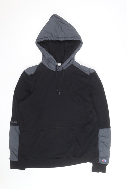 Champion Men’s Black Pullover Hoodie L Fleece Hooded Sweatshirt